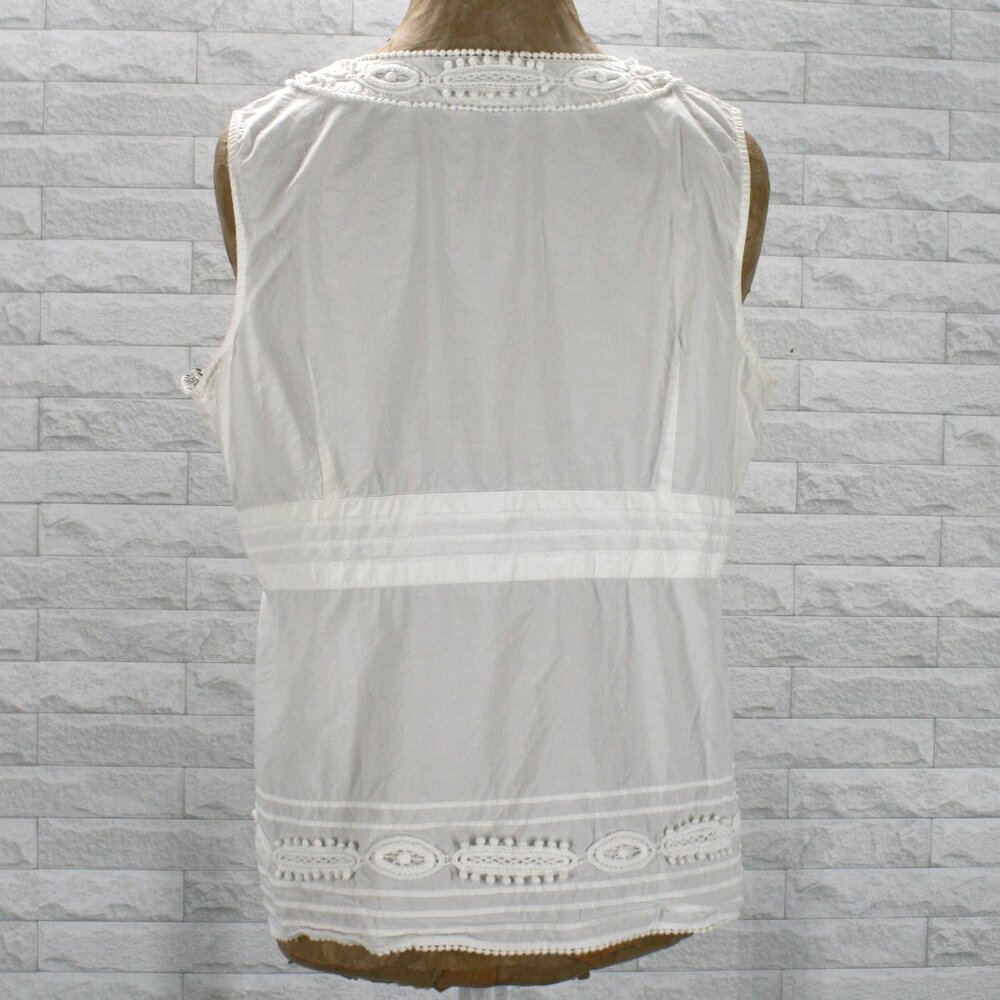 TALBOTS Petite Top Sleeveless Embellished Criss Cross Pleated Lace White 16P - Picture 4 of 15